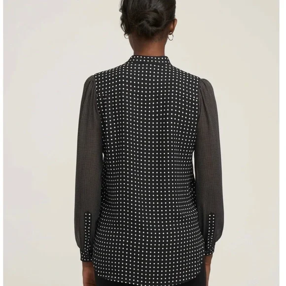 Anne Klein Black and White Polka Dot Blouse - Picture 2 of 8